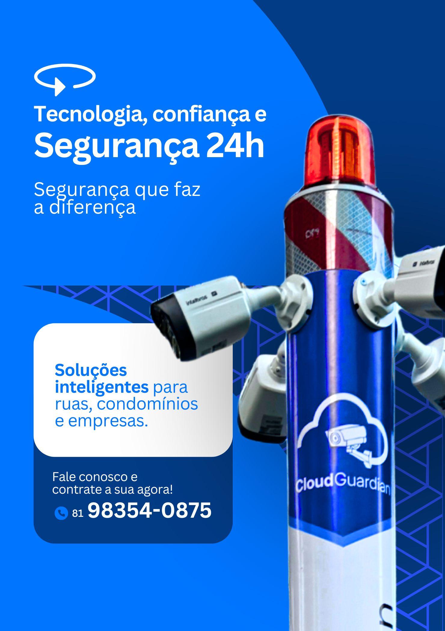 Soluções em segurança 24h com tecnologia e confiança da Cloud Guardian para ruas, condomínios e empresas.