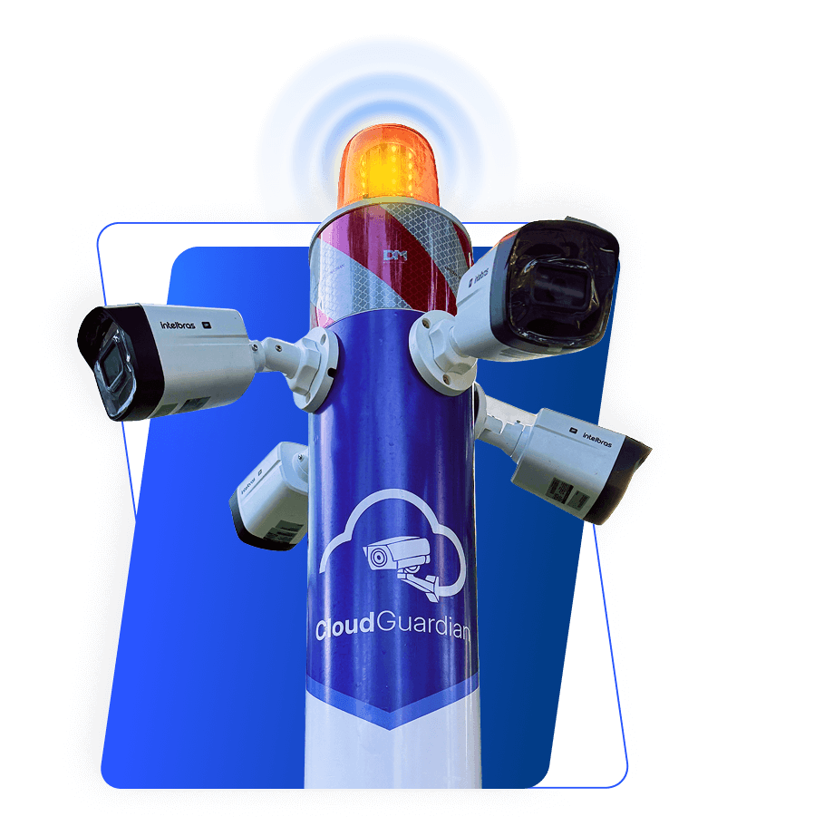 Totem de segurança com câmeras inteligentes da Cloud Guardian em Recife